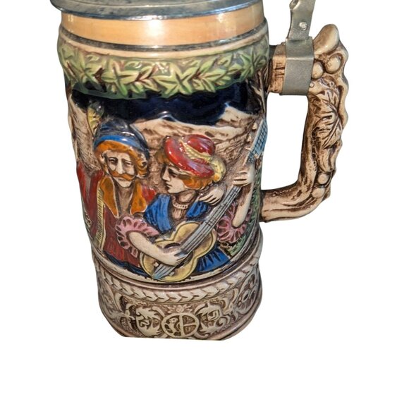 Vintage Toyo West Germany Musical Beer Stein Mug with Lid & Hand-Painted Design - Picture 2 of 9